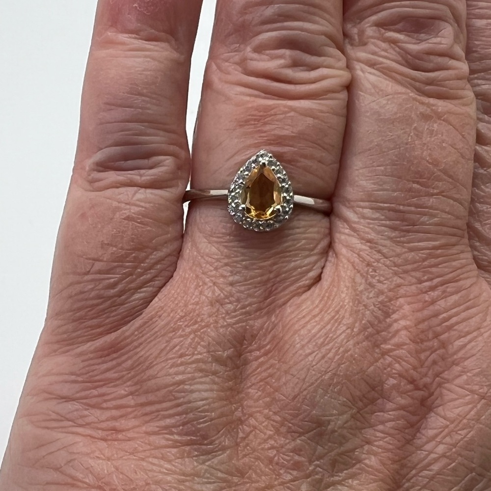 Sale $36 Firm! .925 Sterling Silver Natural Citrine & Cz Ring - Picture 9 of 15